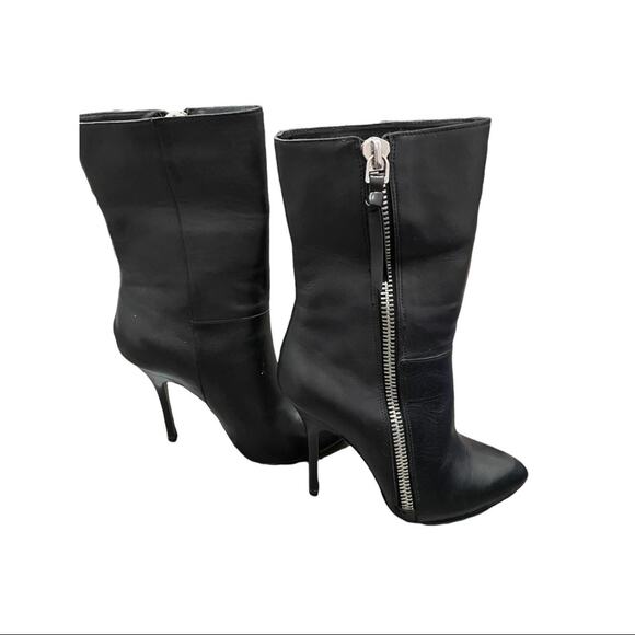 Jean Michel Cazabat Leather Boots Side Zip Stiletto Heel Mid Calf 7.5 - Picture 6 of 10